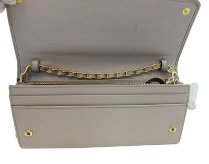 PRADA Marmo Saffiano Metal Leather Chain Clutch Bag