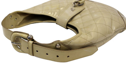 BURBERRY Quilted Patent Leather Brooke Hobo Handbag