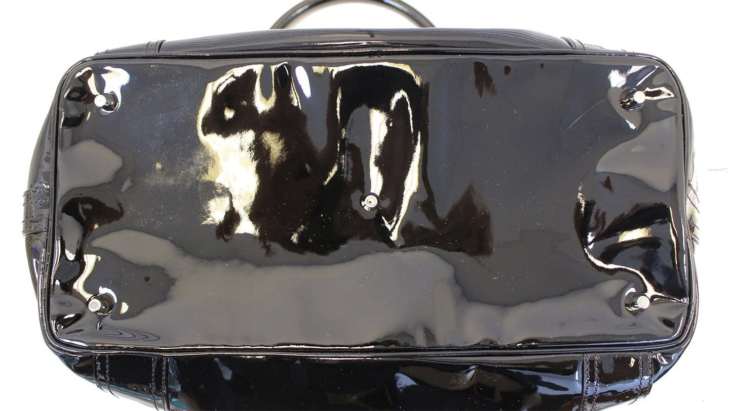 BURBERRY Black Quilted Patent Leather Beaton Tote Bag