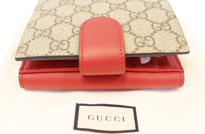 GUCCI GG Supreme French Flap Wallet Pearl Studded  431480