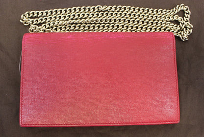 GUCCI Chain Red/Fuchsia Crossbody Clutch Bag