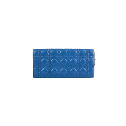 Christian Dior Cannage Lambskin Blue Clutch