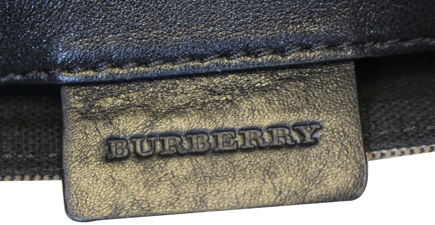 BURBERRY Black Leather House Check Horseshoe Milton Crossbody Bag