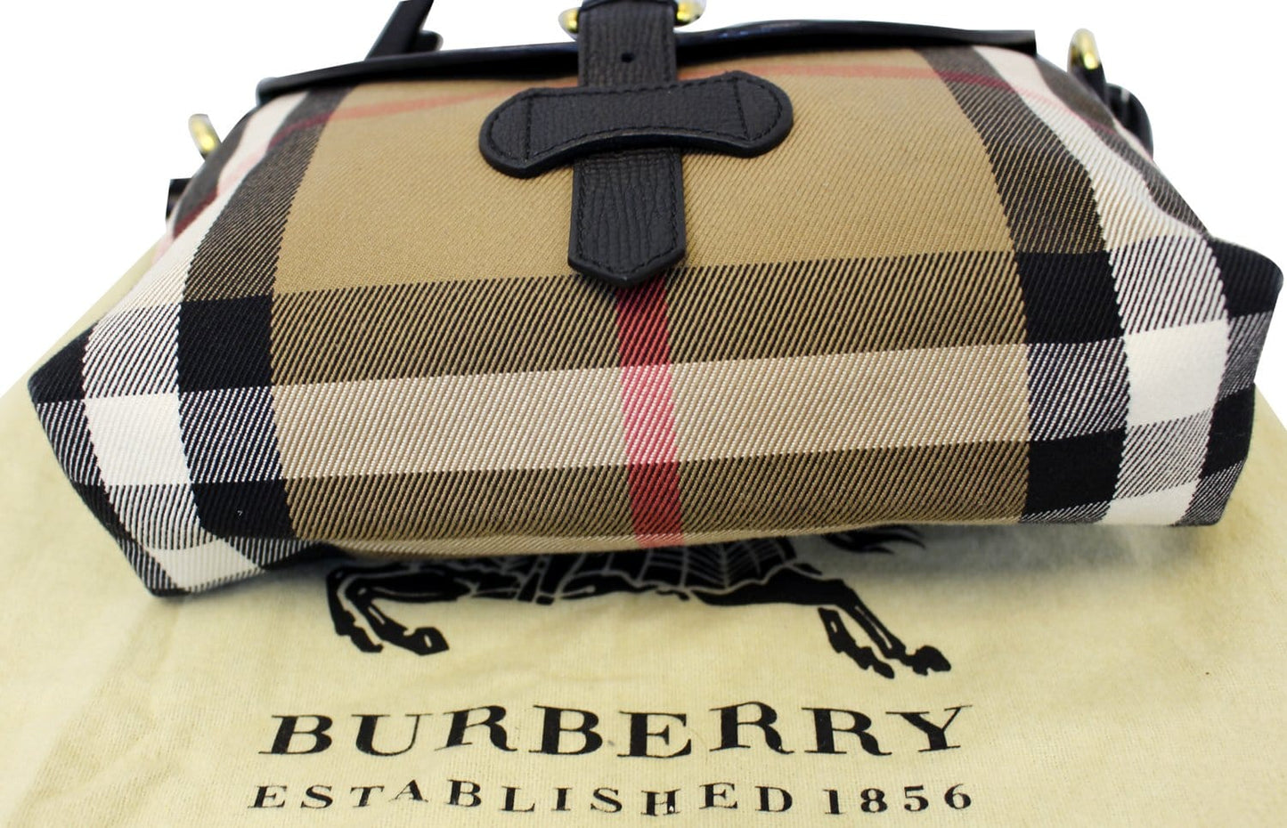 BURBERRY Black Leather House Check Horseshoe Milton Crossbody Bag