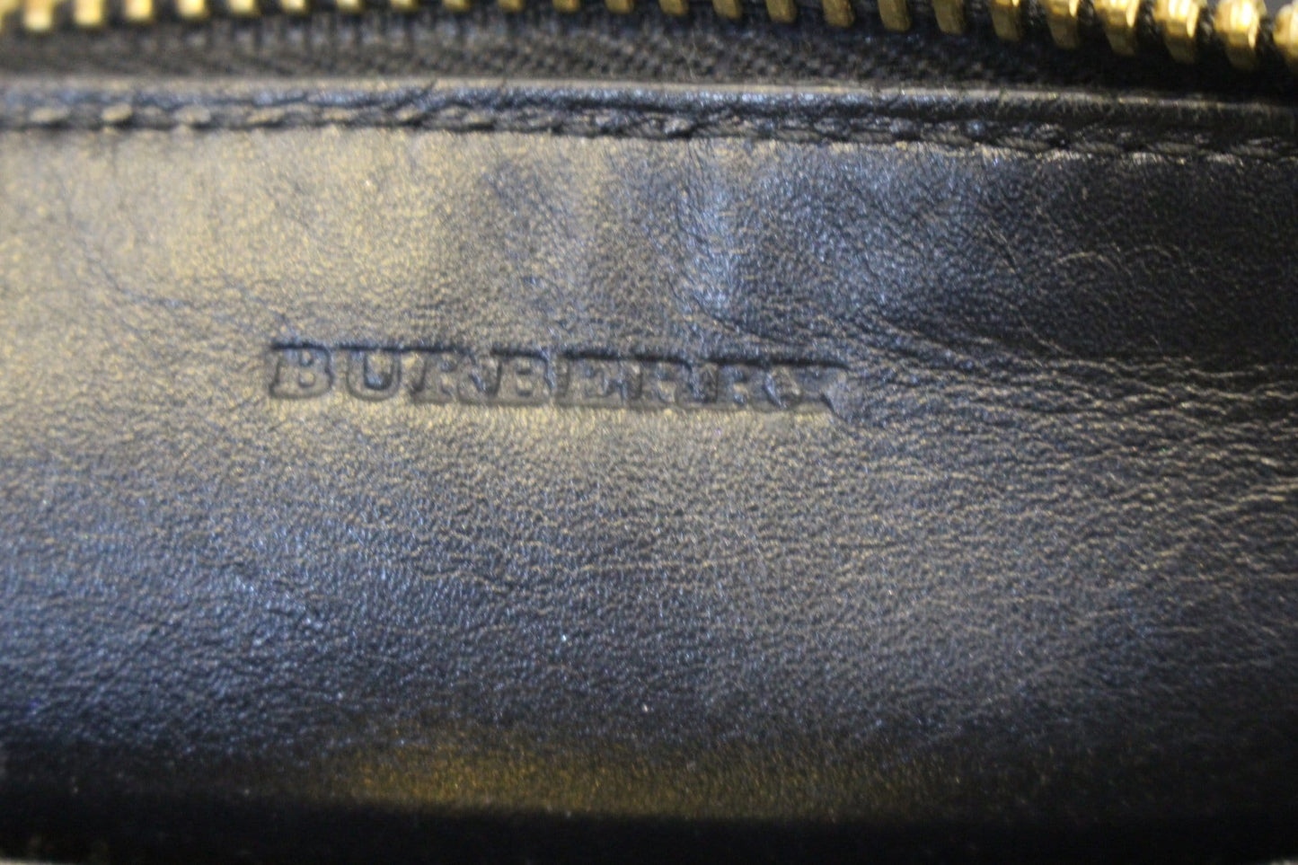 BURBERRY Black Embossed Leather Chichester Crossbody Clutch Bag