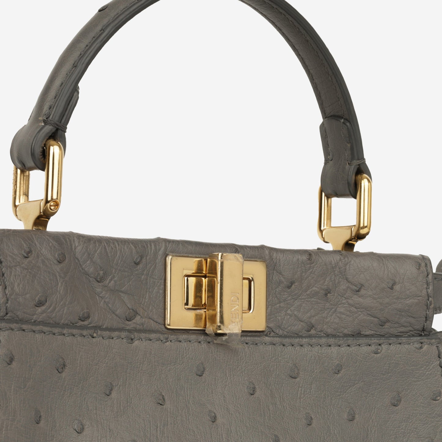 Fendi Mini Peekaboo - Grey Ostrich