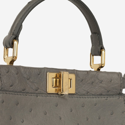 Fendi Mini Peekaboo - Grey Ostrich