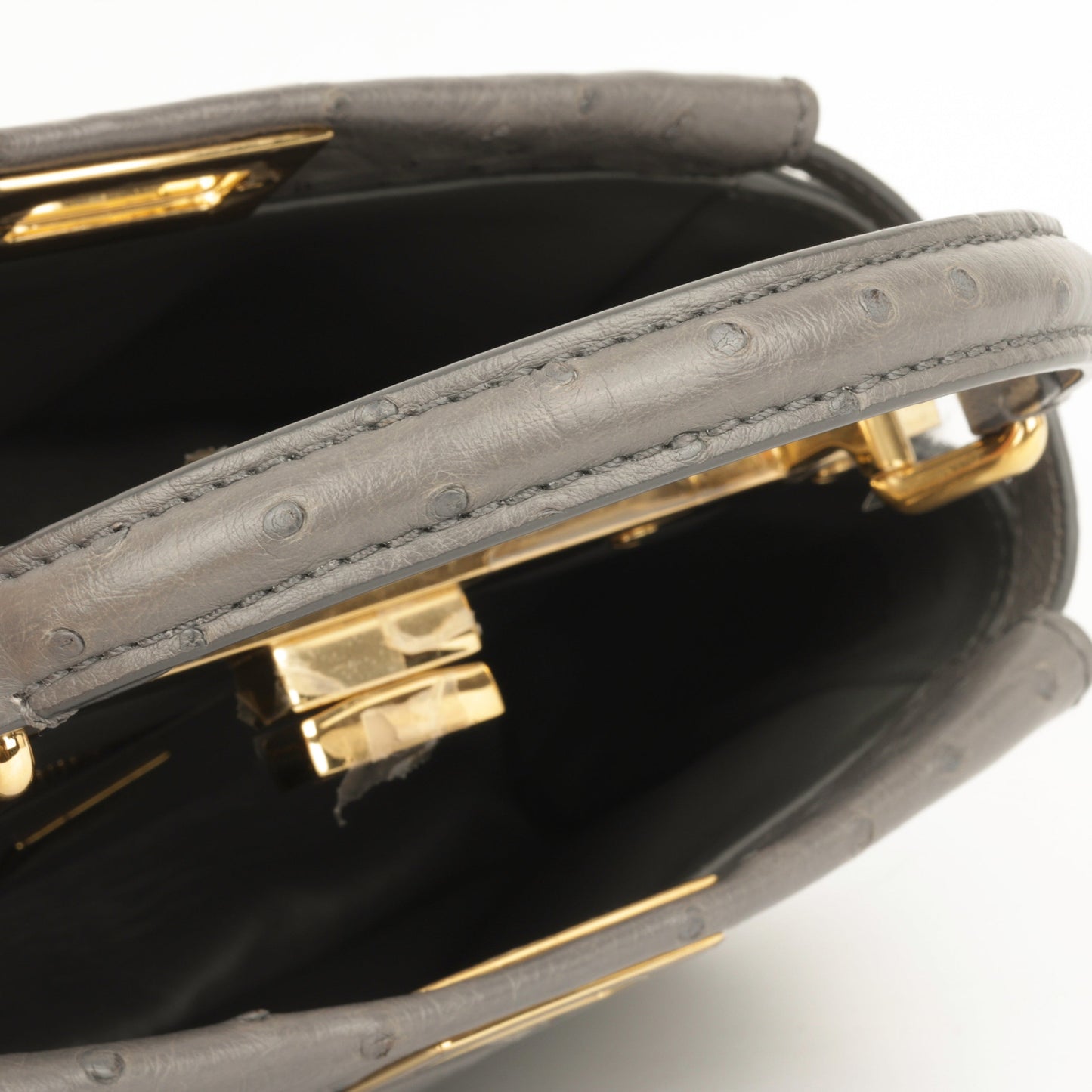 Fendi Mini Peekaboo - Grey Ostrich