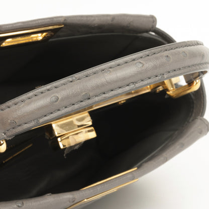Fendi Mini Peekaboo - Grey Ostrich