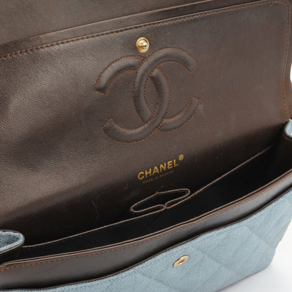 Chanel Classic Flap Bag - Blue Raffia