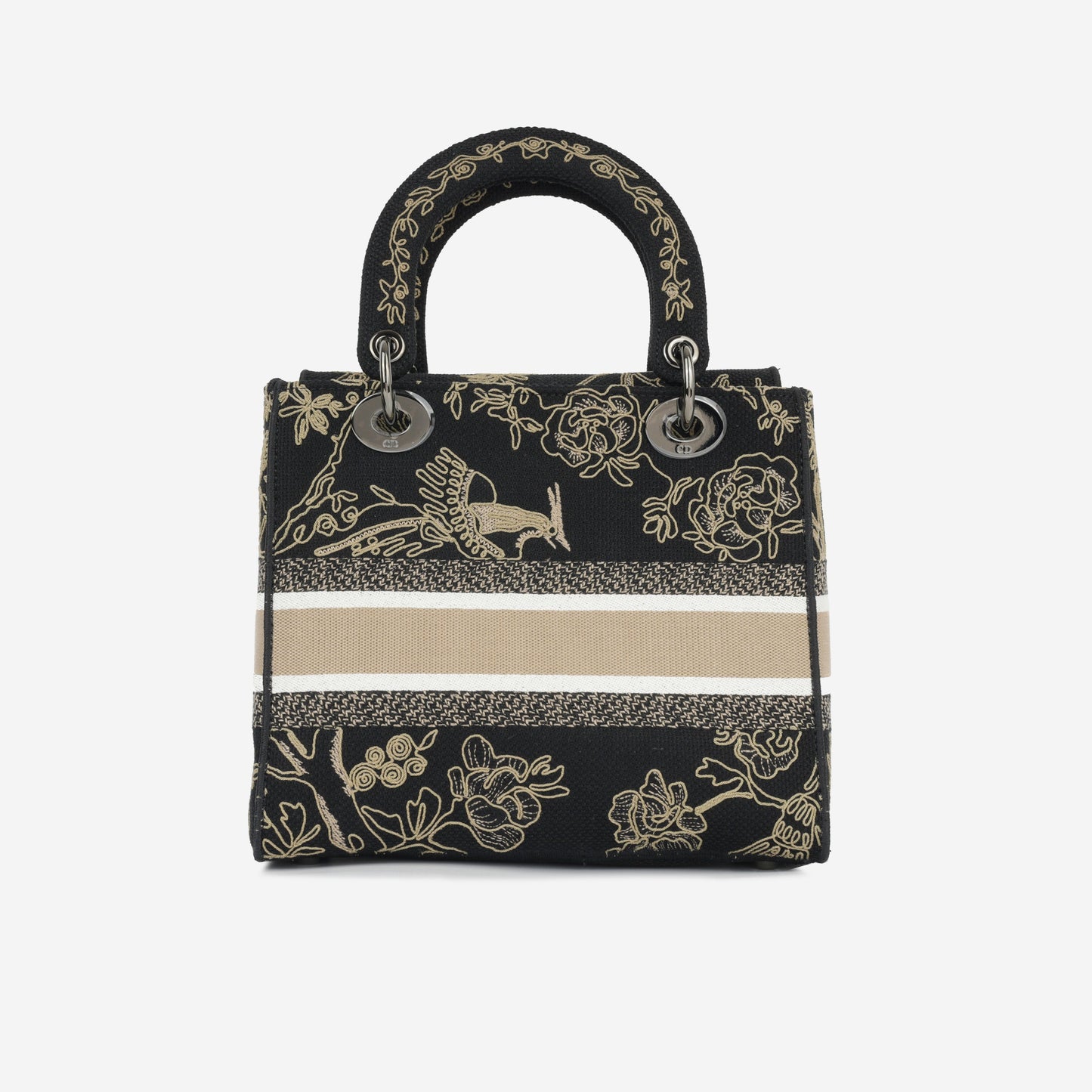 Christian Dior Medium Lady D-Lite - Black Embroidered Toile