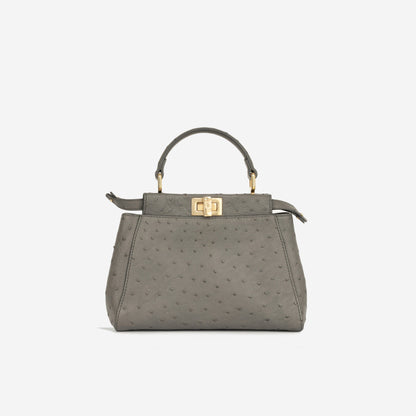 Fendi Mini Peekaboo - Grey Ostrich