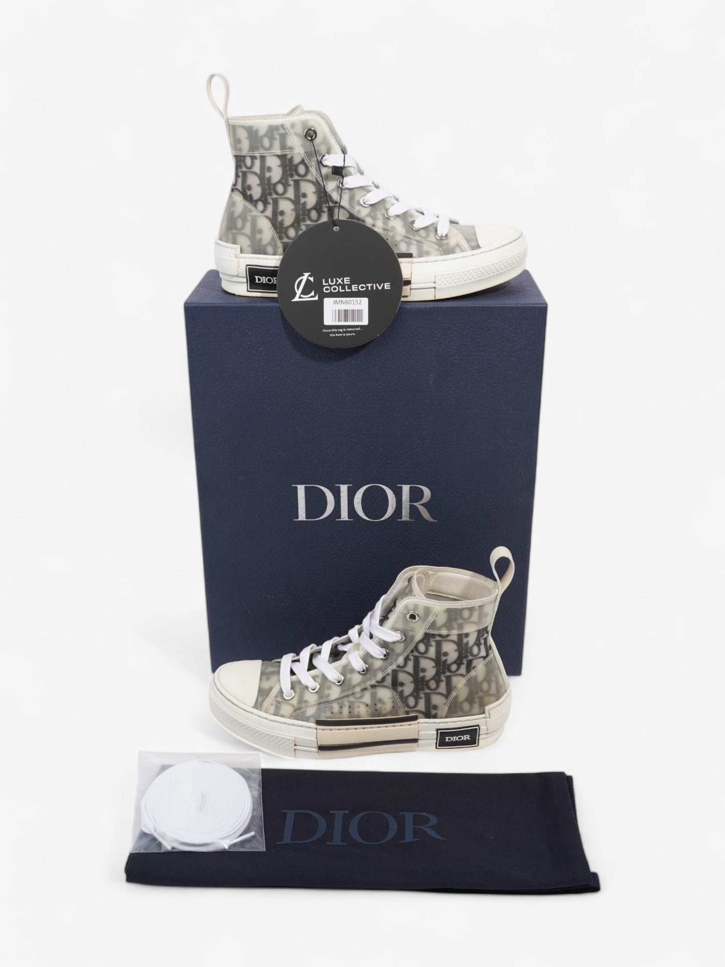 Christian Dior B23 High-tops White  / Grey Oblique Mesh EU 37 UK 4