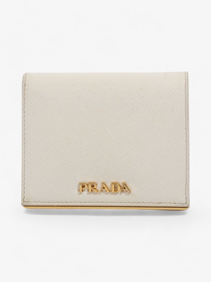 Prada Bifold Wallet White / Gold Saffiano Leather