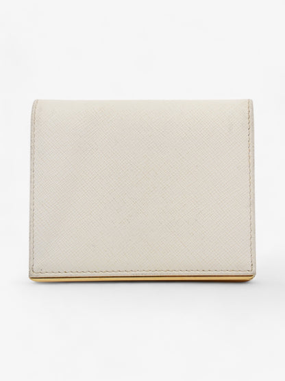 Prada Bifold Wallet White / Gold Saffiano Leather