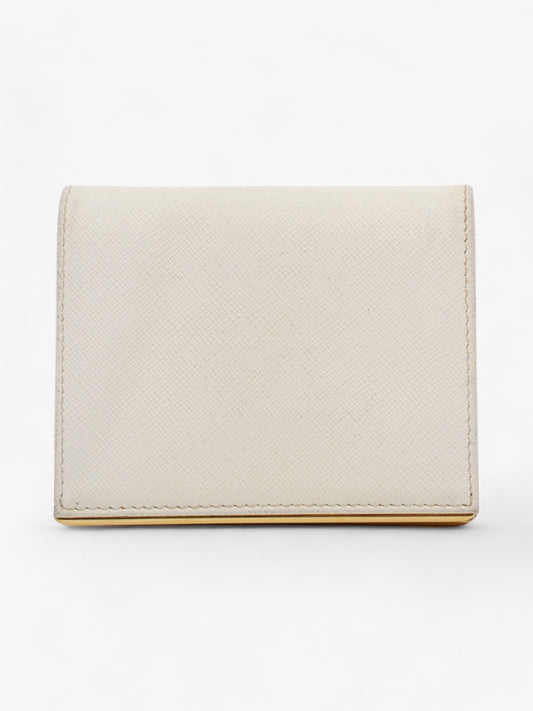 Prada Bifold Wallet White / Gold Saffiano Leather