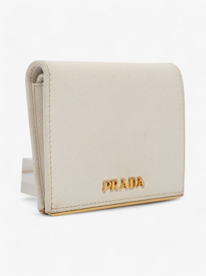 Prada Bifold Wallet White / Gold Saffiano Leather
