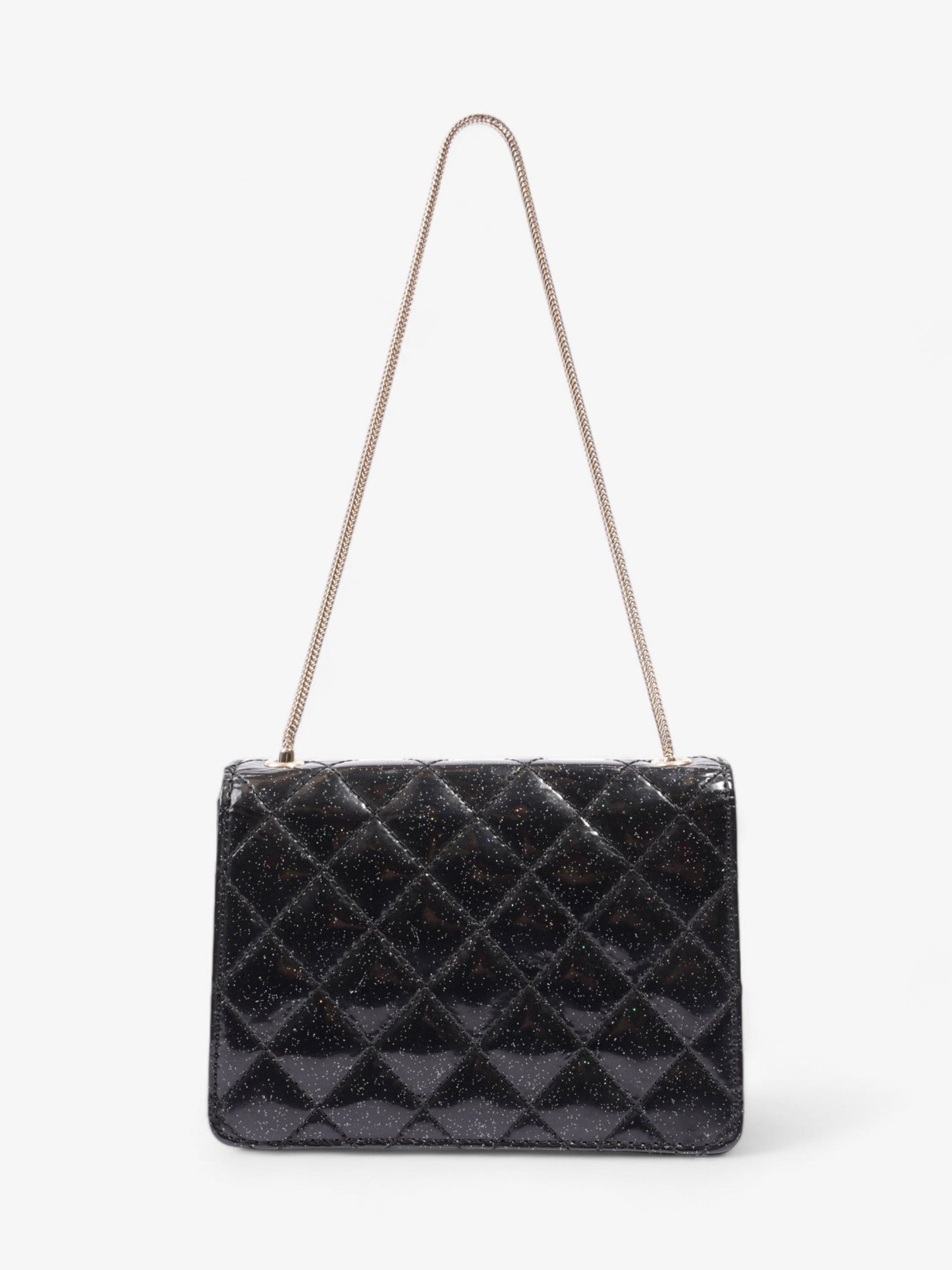 Chanel 2.55 Black Glitter Patent Leather Mini