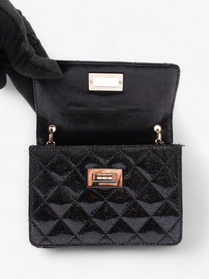 Chanel 2.55 Black Glitter Patent Leather Mini