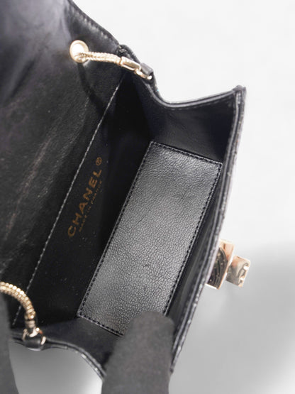 Chanel 2.55 Black Glitter Patent Leather Mini