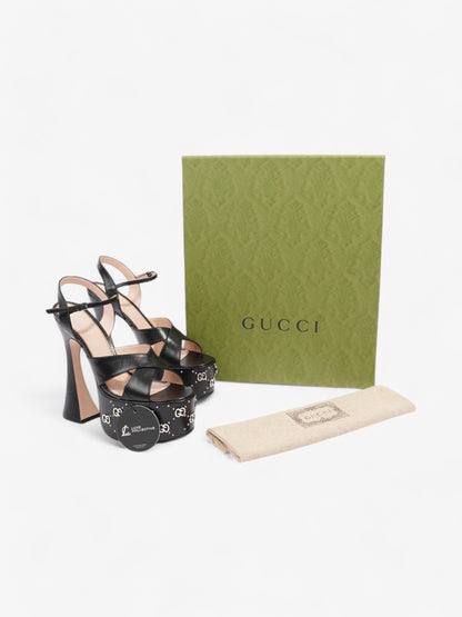 Gucci Interlocking G Stud Platform Heels 160mm Black / Silver Leather EU 39.5 UK 6.5