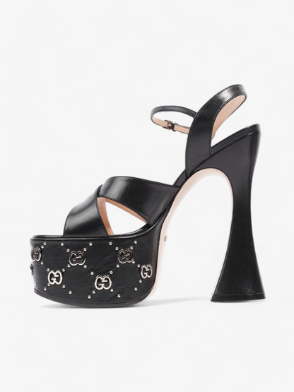 Gucci Interlocking G Stud Platform Heels 160mm Black / Silver Leather EU 39.5 UK 6.5