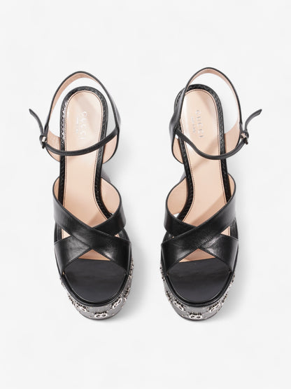 Gucci Interlocking G Stud Platform Heels 160mm Black / Silver Leather EU 39.5 UK 6.5