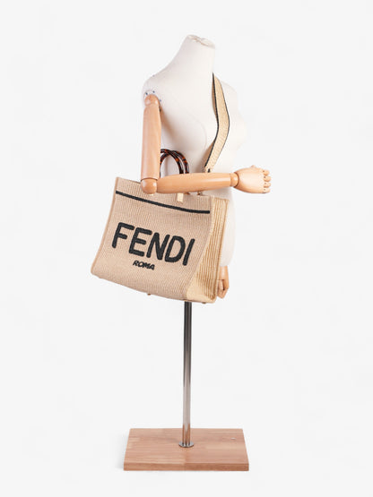 Fendi Sunshine Tote Bag Natural / Black / Brown Wicker