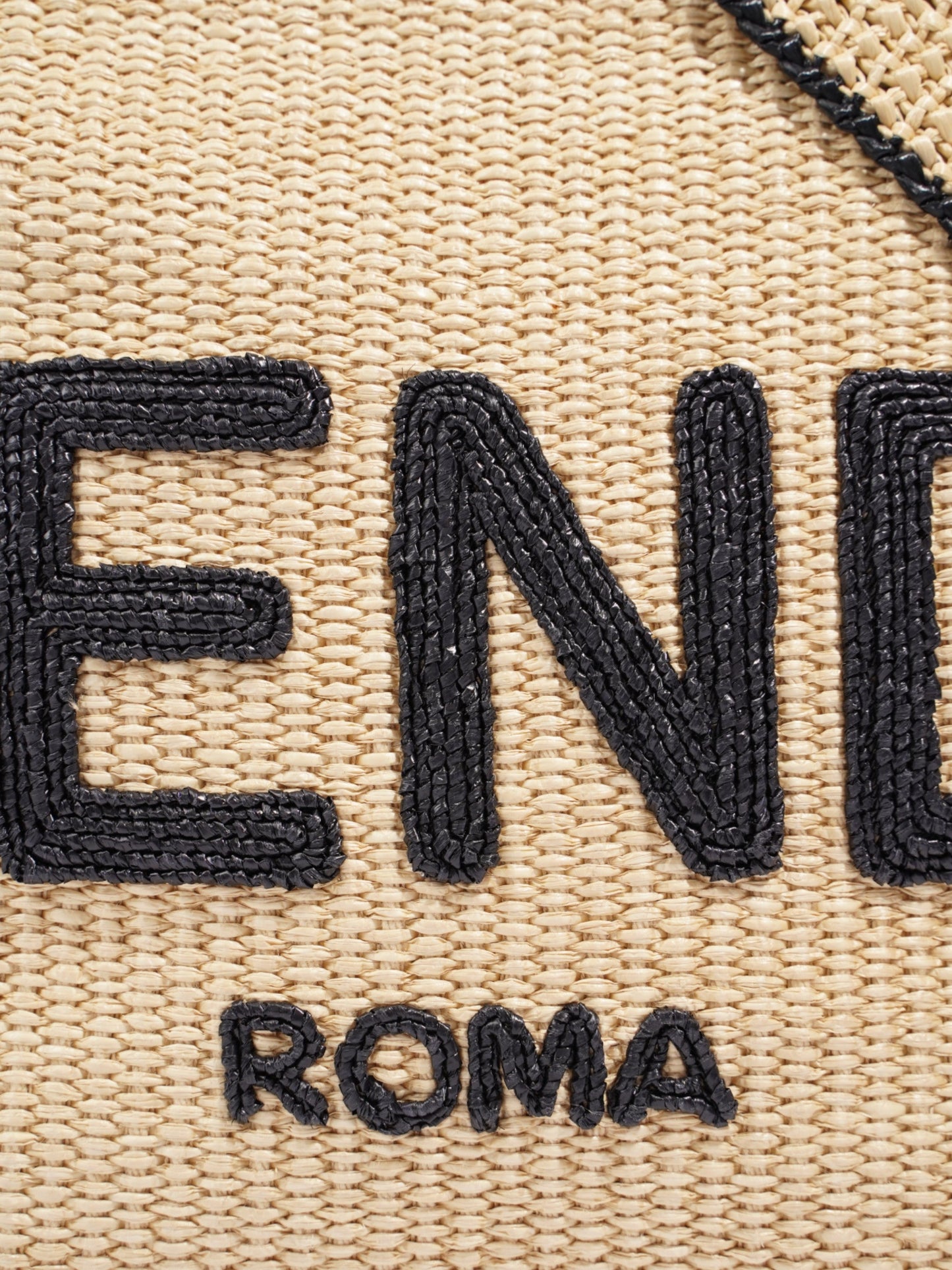 Fendi Sunshine Tote Bag Natural / Black / Brown Wicker