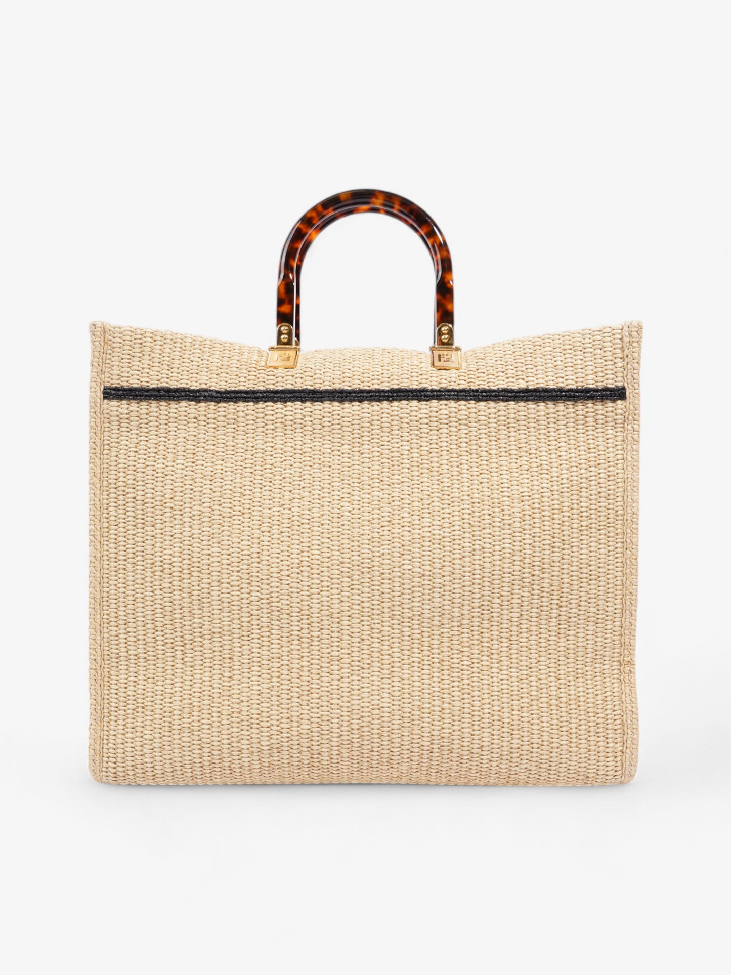 Fendi Sunshine Tote Bag Natural / Black / Brown Wicker