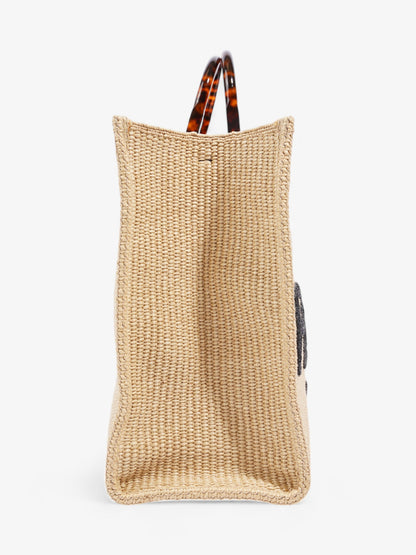 Fendi Sunshine Tote Bag Natural / Black / Brown Wicker
