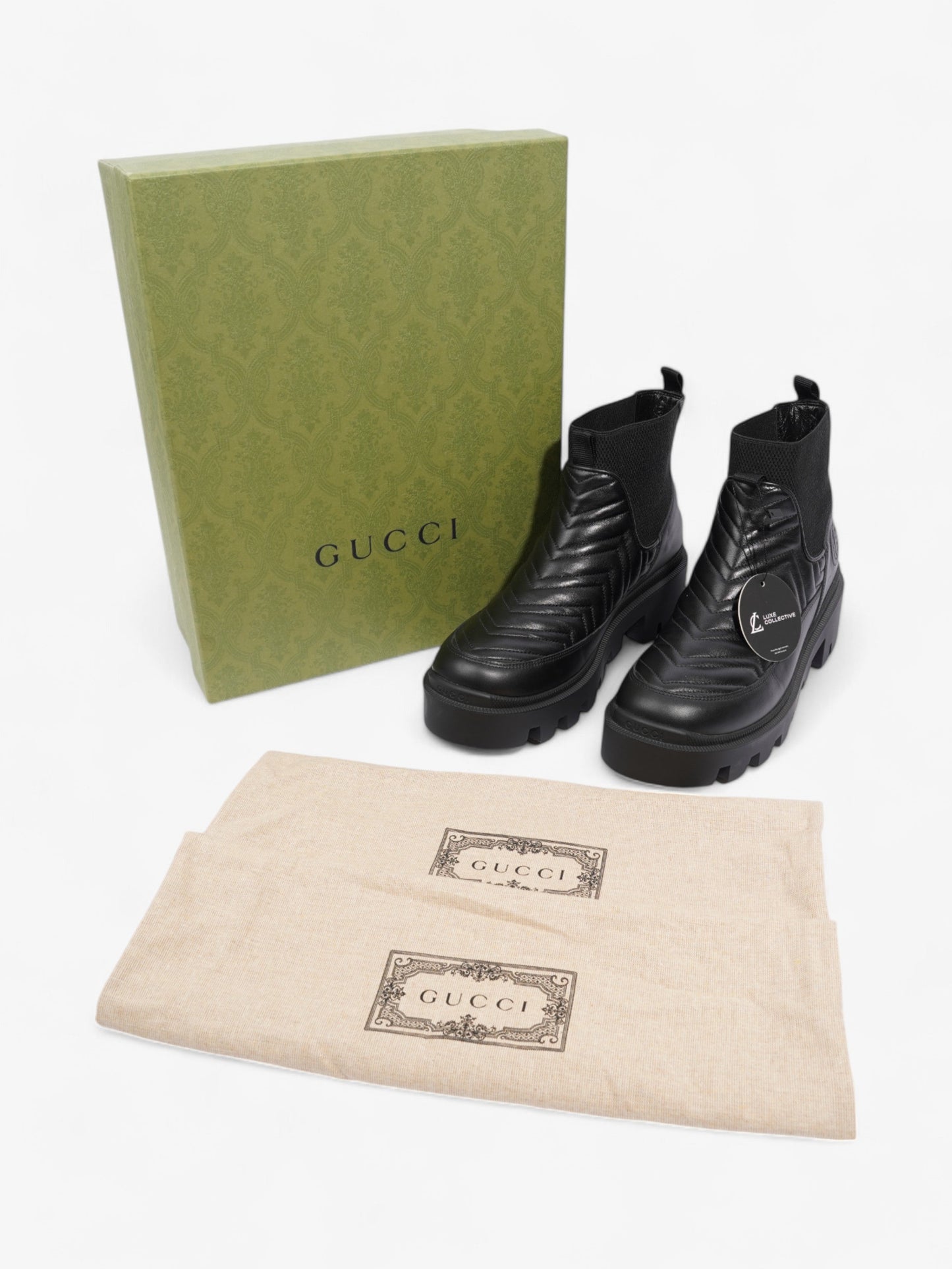 Gucci Matalasse Chelsea Boots 50 Black Leather EU 40.5 UK 7.5
