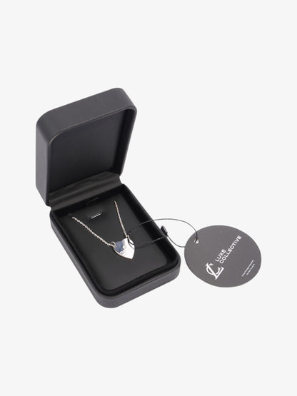 Gucci Logo Heart Necklace Silver Silver Sterling
