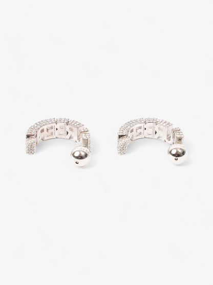 Burberry Logo Hoop with Crystals Silver Base Metal