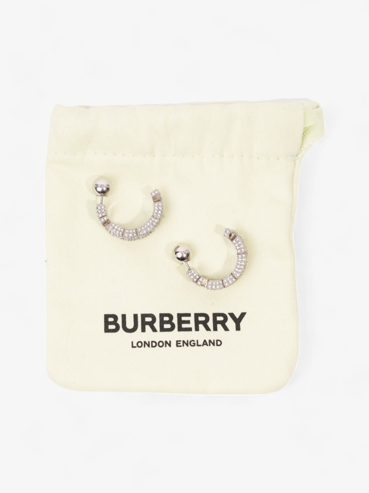 Burberry Logo Hoop with Crystals Silver Base Metal