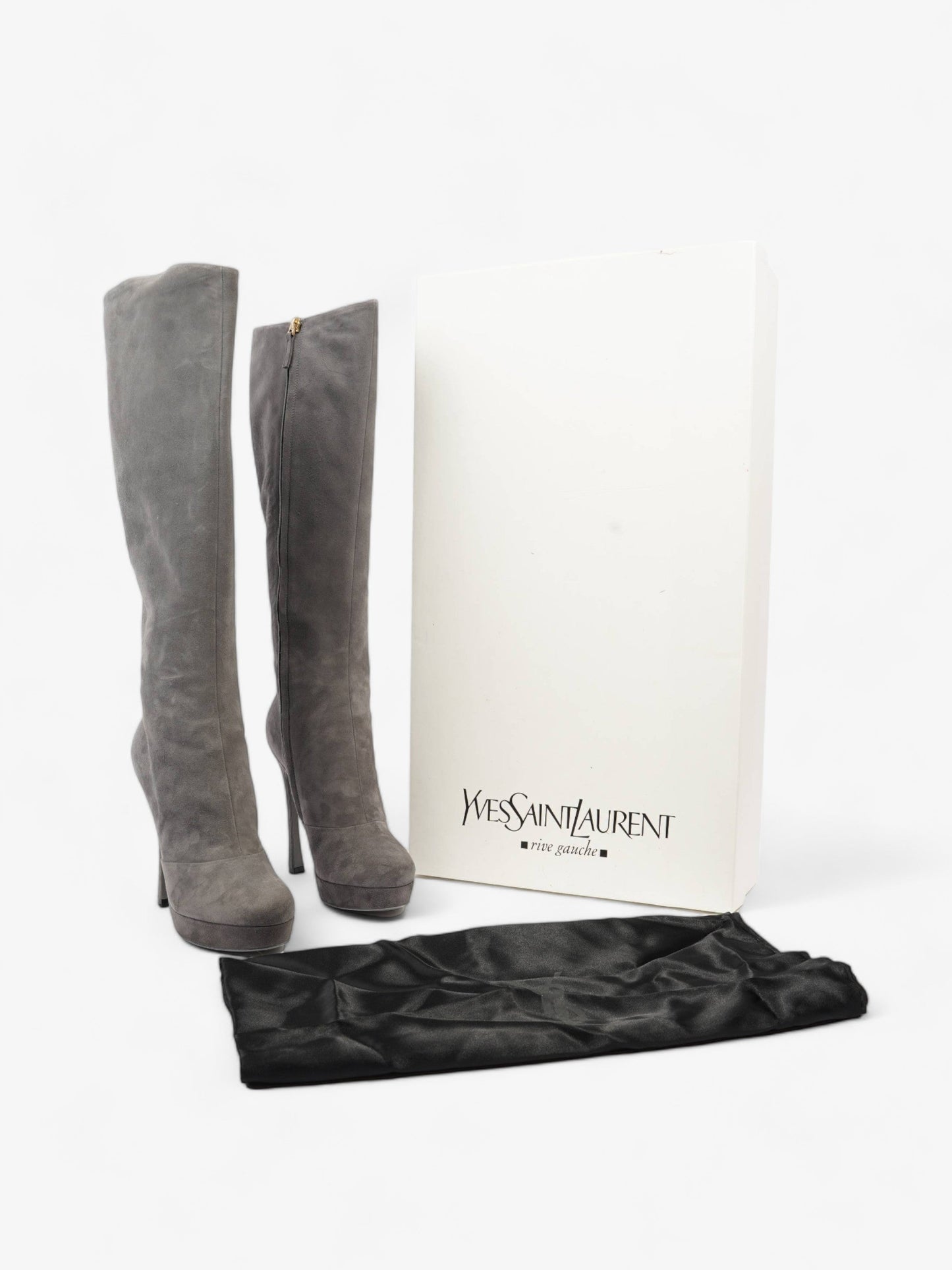 Saint Laurent Gisele Boots 105 Grey Suede EU 38.5 UK 5.5