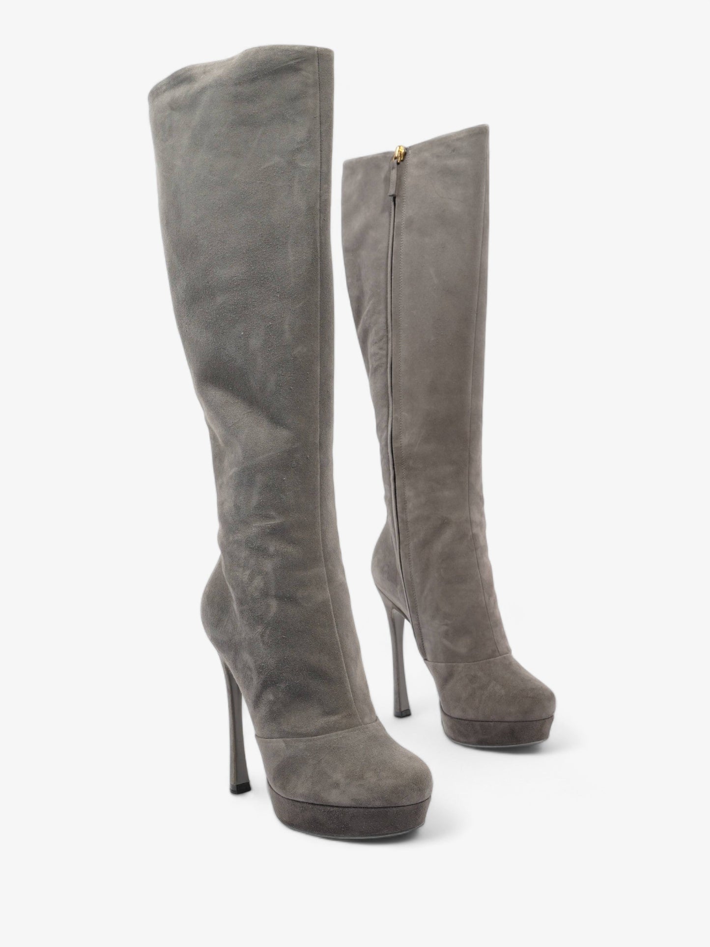 Saint Laurent Gisele Boots 105 Grey Suede EU 38.5 UK 5.5