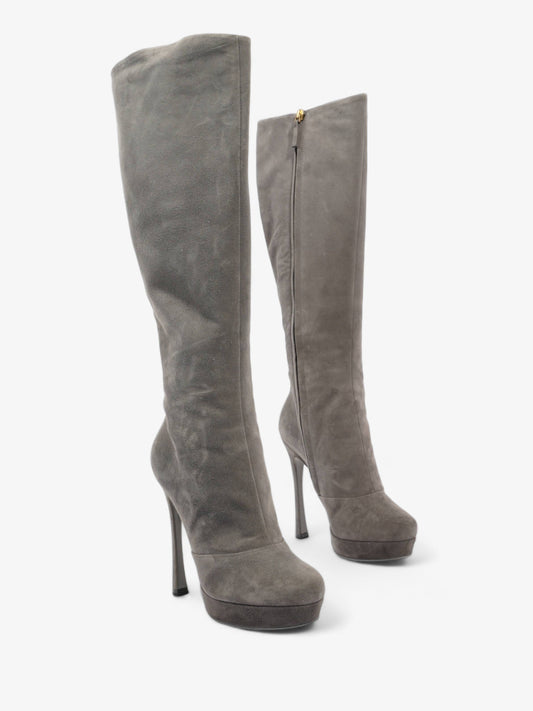 Saint Laurent Gisele Boots 105 Grey Suede EU 38.5 UK 5.5
