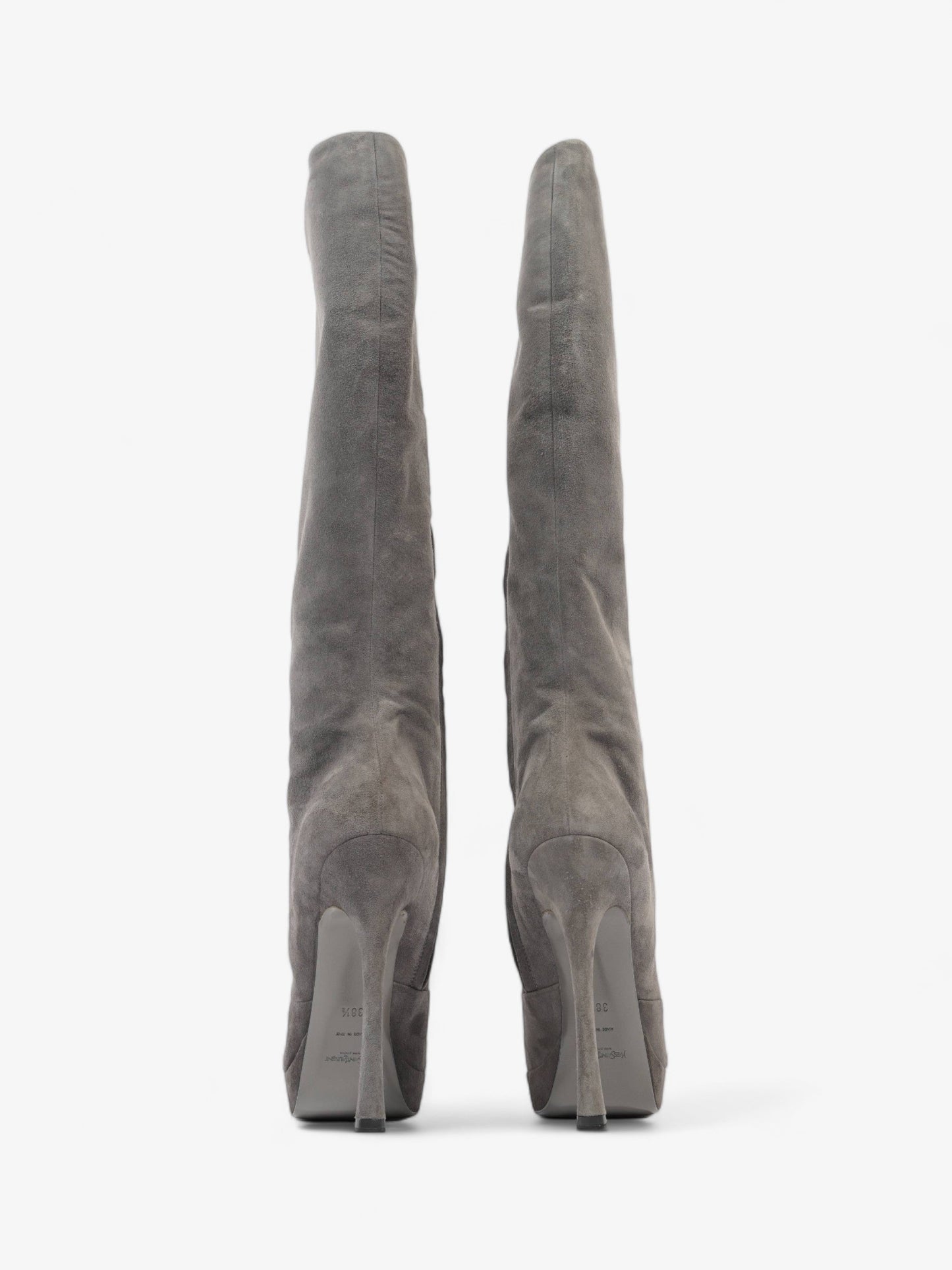 Saint Laurent Gisele Boots 105 Grey Suede EU 38.5 UK 5.5