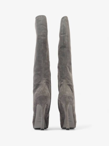 Saint Laurent Gisele Boots 105 Grey Suede EU 38.5 UK 5.5