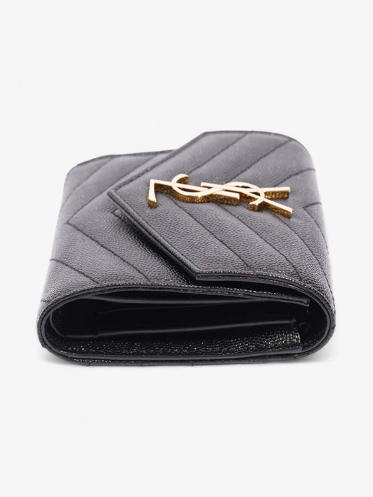 Saint Laurent Cassandra Compact Tri-Fold Wallet Black Calfskin Leather