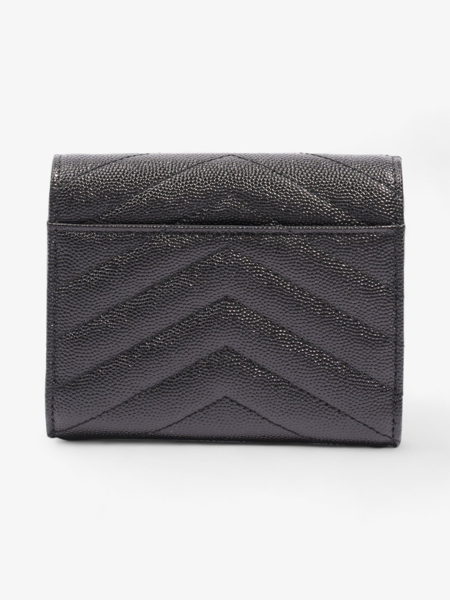 Saint Laurent Cassandra Compact Tri-Fold Wallet Black Calfskin Leather