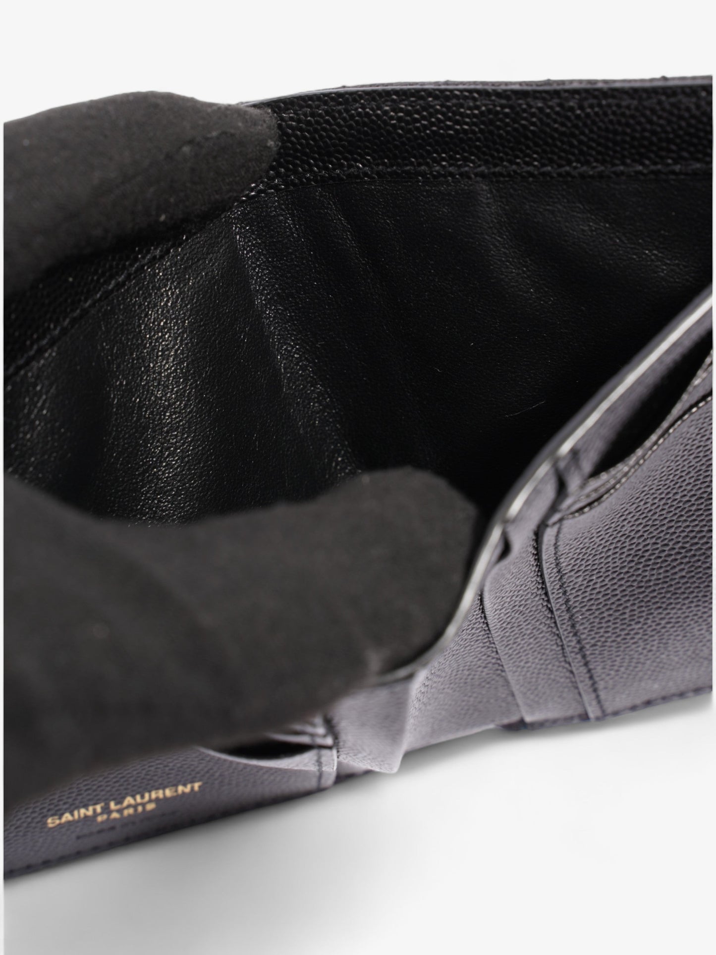 Saint Laurent Cassandra Compact Tri-Fold Wallet Black Calfskin Leather