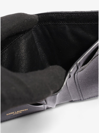 Saint Laurent Cassandra Compact Tri-Fold Wallet Black Calfskin Leather