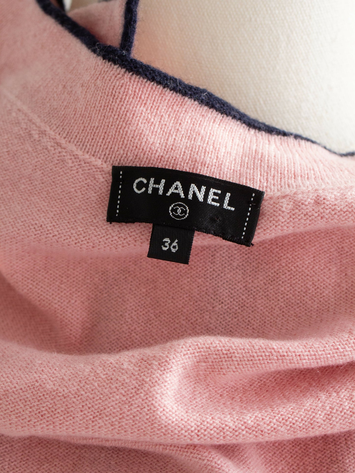 Chanel S/S 2021 Pink Cashmere Navy CC N5 21P 21S Cardigan
