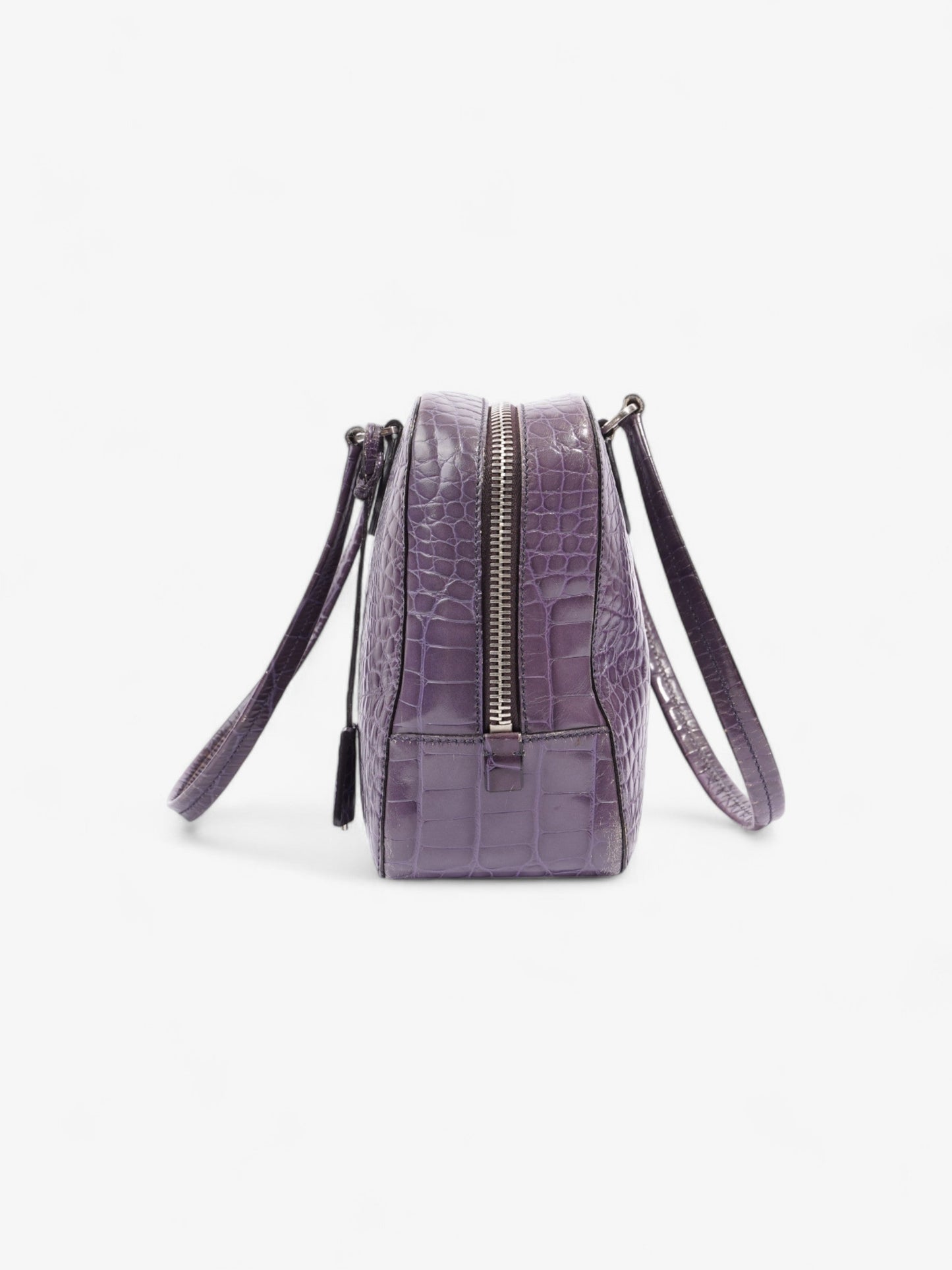Prada Bauletto Bag Purple Embossed Leather