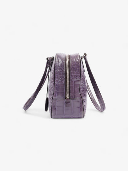 Prada Bauletto Bag Purple Embossed Leather