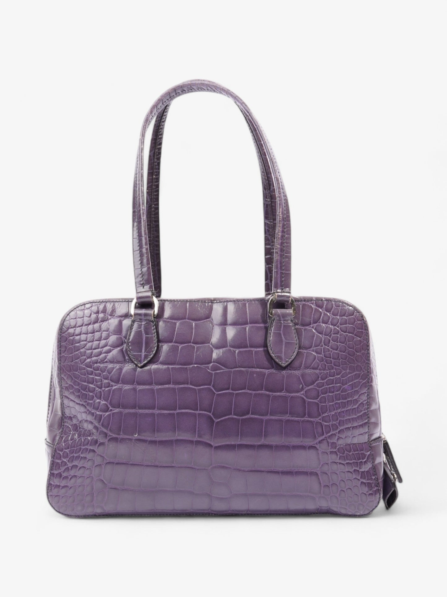 Prada Bauletto Bag Purple Embossed Leather