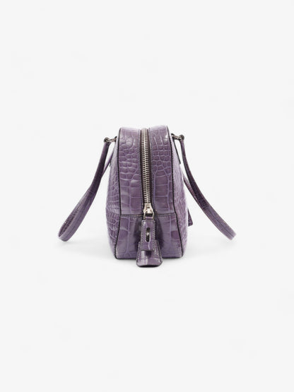 Prada Bauletto Bag Purple Embossed Leather