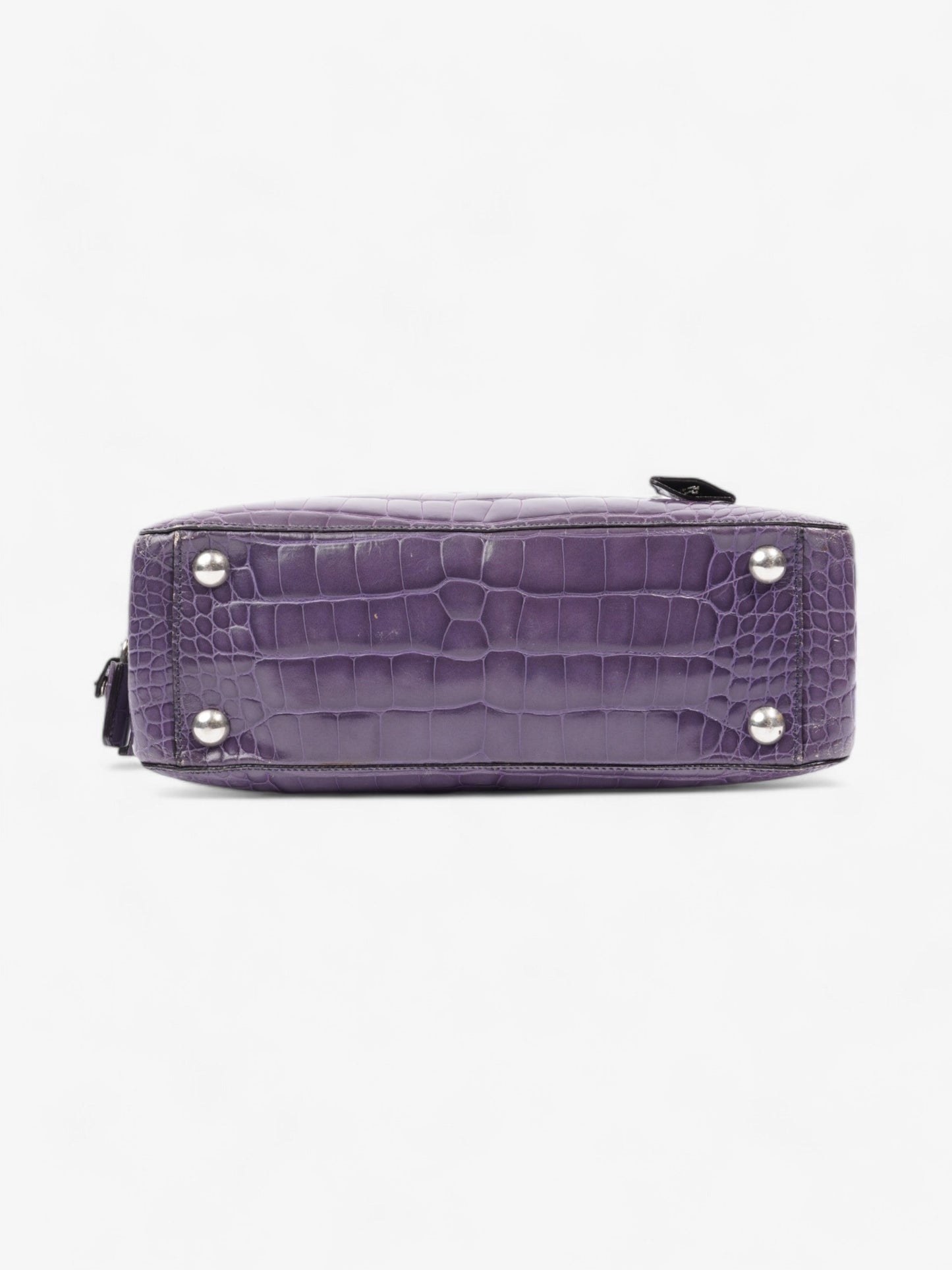 Prada Bauletto Bag Purple Embossed Leather